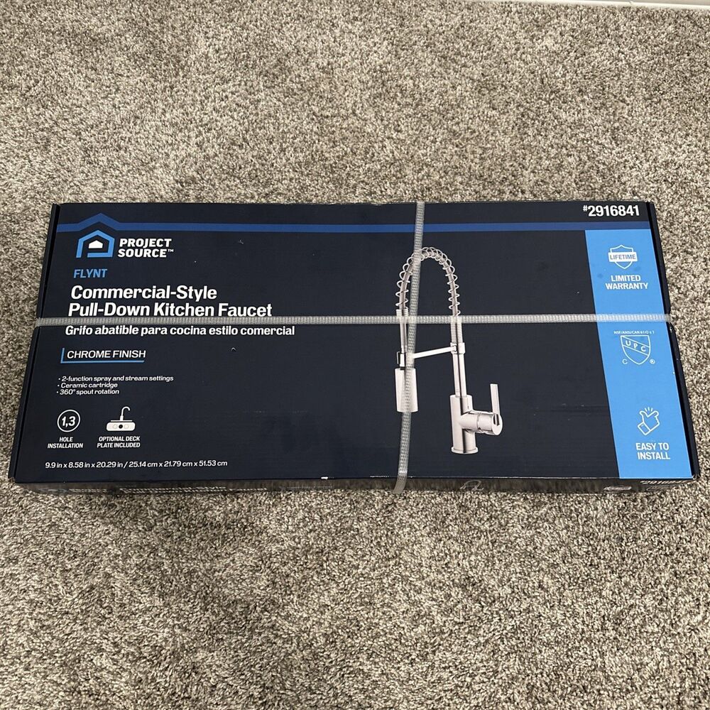 Project Source Flynt Pull Down Kitchen Faucet Commercial Style #2916841 New